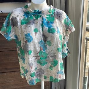 MARNI asymmetric sleeve floral top